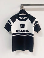 Chanel 2026  Short-Sleeve Shirt Pink Black White Wool Cashmere