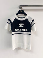 Chanel 2026  Short-Sleeve Shirt Pink Black White Wool Cashmere