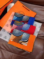 HM 25s Scarf 140cm Orange Black Cashmere 976203