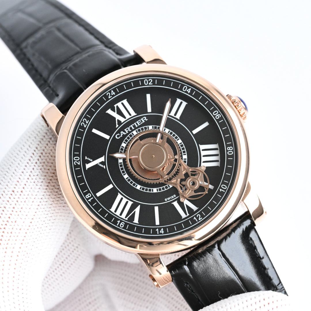 Cartier Rotonde de 45mm Pink Gold Calfskin Belt
