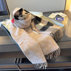 BBR Long Scarf 200CM Beige Black Cashmere 293421
