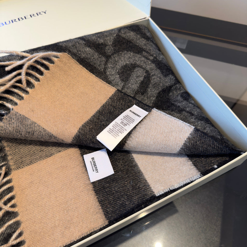 BBR Long Scarf 200CM Beige Gray Black Cashmere 293425