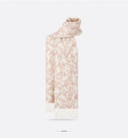 CD Embroidery Scarf 200CM Soft Beige Wool Cashmere 293451