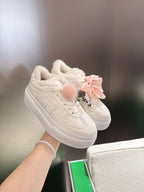 Fendi 2025 Match Platform Sneakers White Leather Wool 562581