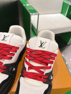 LV 26ss Trainer Sneakers Black White Red Cowhide 632147