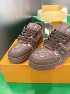 LV 26ss Trainer Sneakers Brown Colorful Cowhide 632145