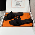 HM 25 Oran Glitter Sandal All Black Calfskin