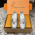 LV Flat-soled lock loafers sliver cowhide 383379