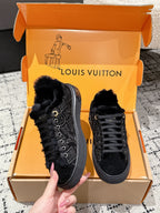 LV 2026 Time Out Sneaker Black Suede Wool 595290