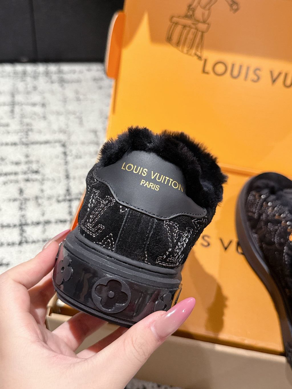 LV 2026 Time Out Sneaker Black Suede Wool 595290