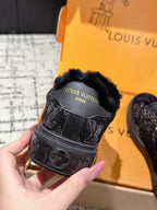LV 2026 Time Out Sneaker Black Suede Wool 595290