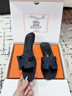 HM 26ss Oran Sandals Blue Black Denim Cowhide 617182