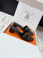 HM 26ss High-Heeled Sandals 50 Black Brown Cowhide 617228
