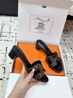 HM 26ss High-Heeled Sandals 50 Black Brown Cowhide 617228
