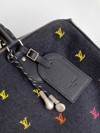 LV Speedy 40 BandouliÃ¨re Bag Black Denim Leather 252470