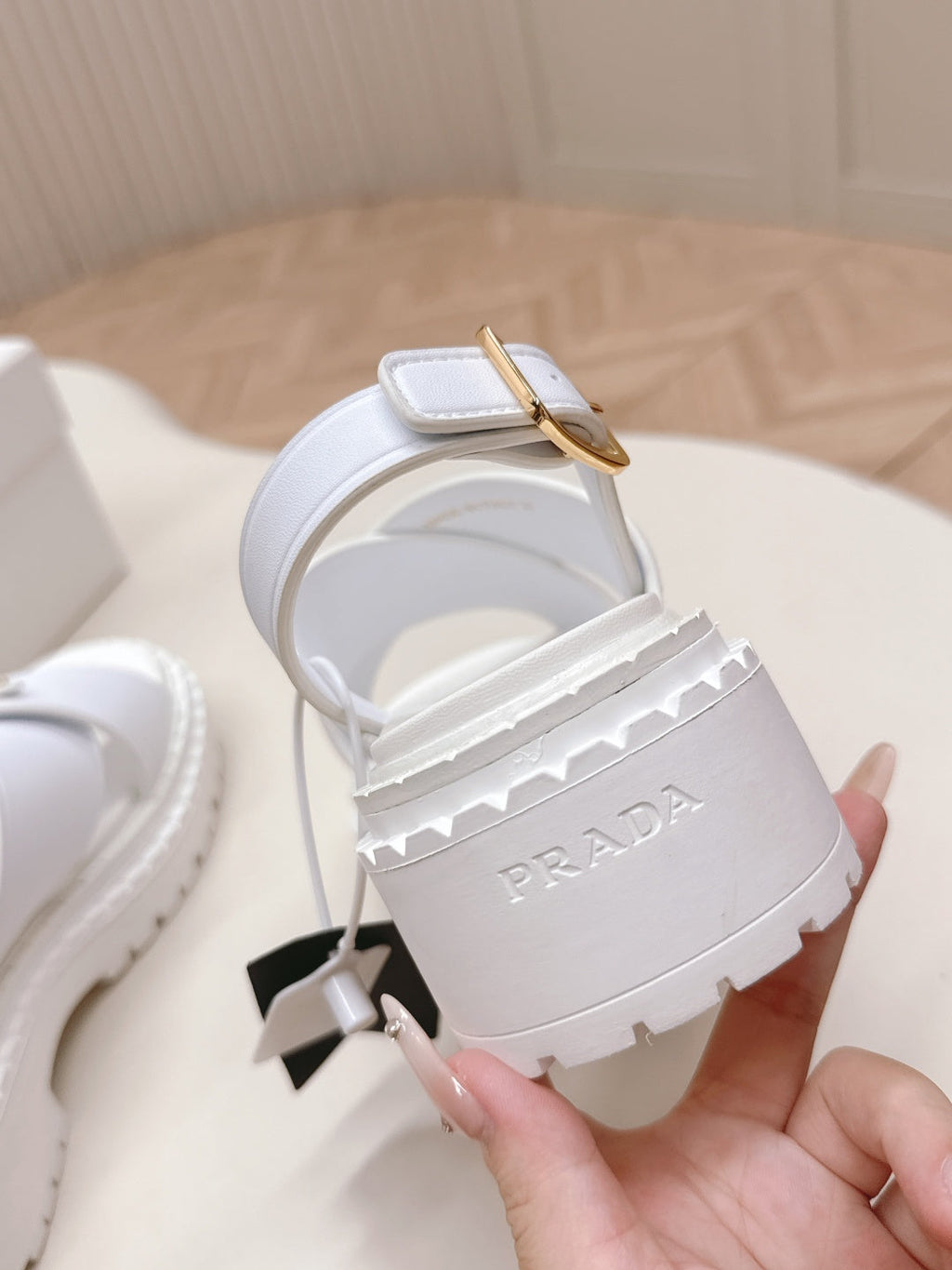 PRA 26S Platform Sandals White Cowhide 600564