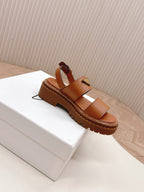 PRA 26S Platform Sandals Brown Cowhide 600566