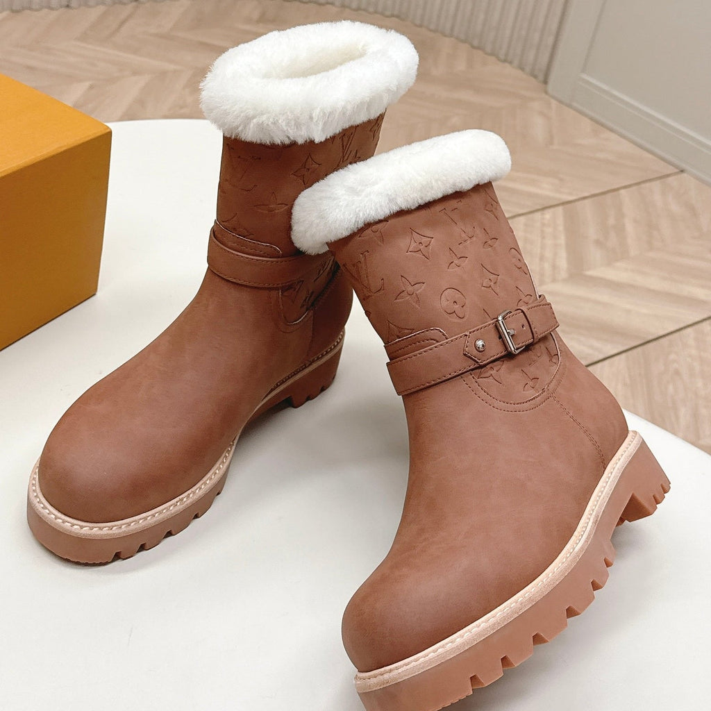 LV 2026 Territory Ankle Boot Brown White Nubuck Calf Leather 595442