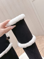 LV 2026 Territory Flat Thigh Boot Black White Nubuck Calf Leather 595433
