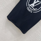 LV 25 Four-Leaf Clover Prints T-shirt Black Cotton