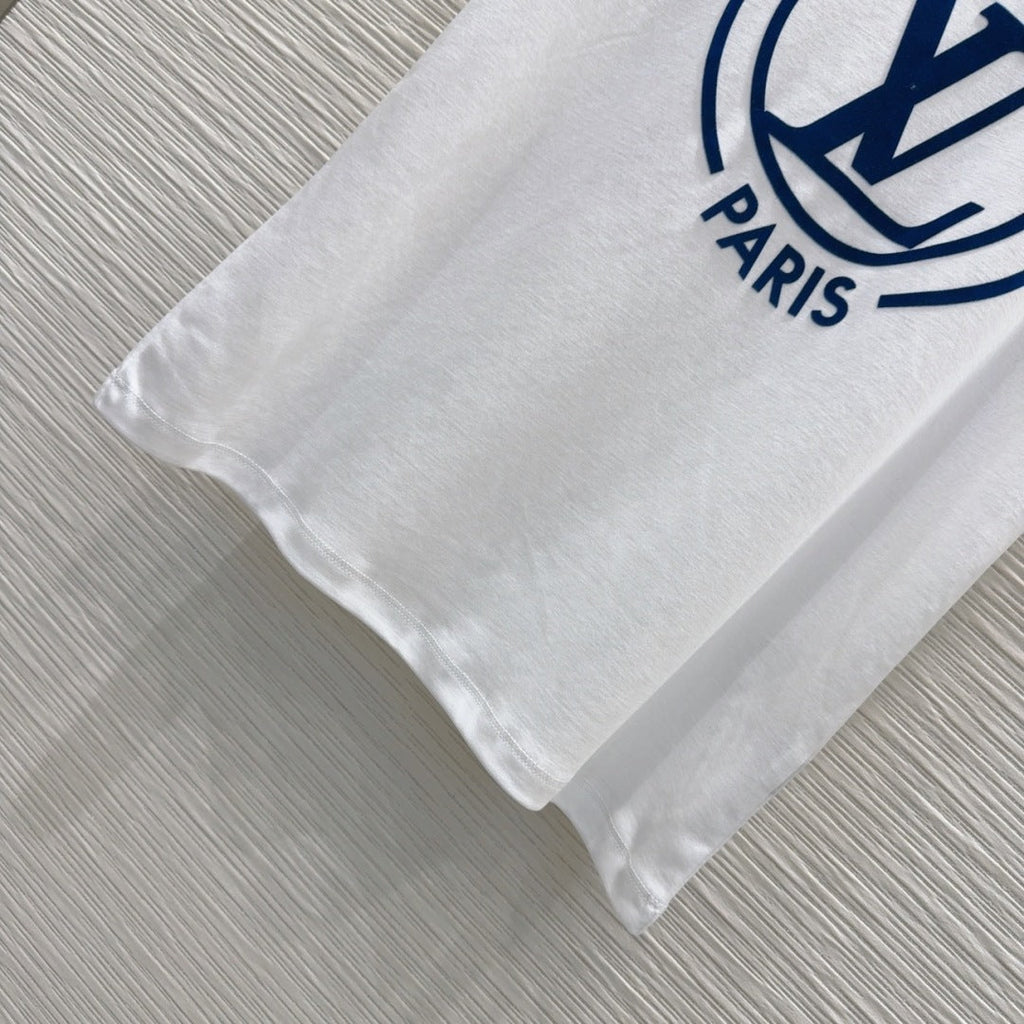 LV 25 News T-SHIRT White  Blue Cotton