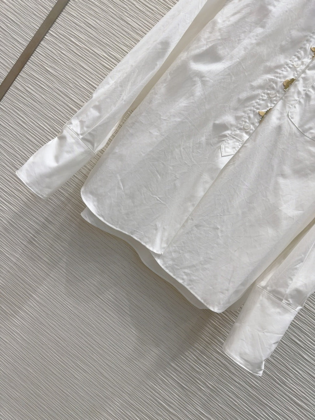 LV 25 Long Sleeve Mandarin Collar Shirt White Cotton