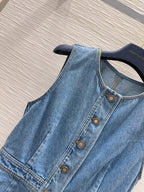 LV 25 Denim Dress With Pocket Blue Cotton