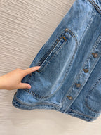 LV 25 Denim Dress With Pocket Blue Cotton