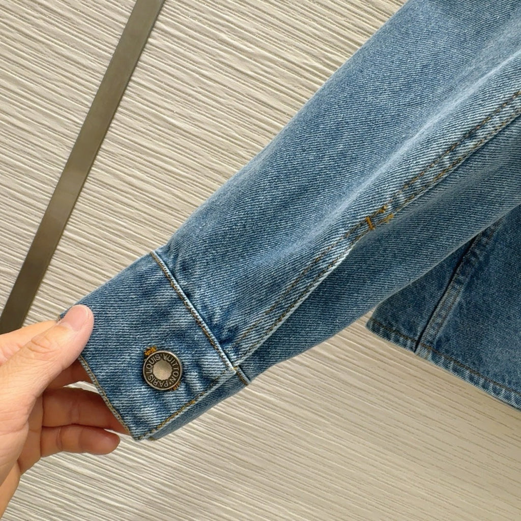 LV 25 Long Sleeve Denim Jacket Blue Cotton