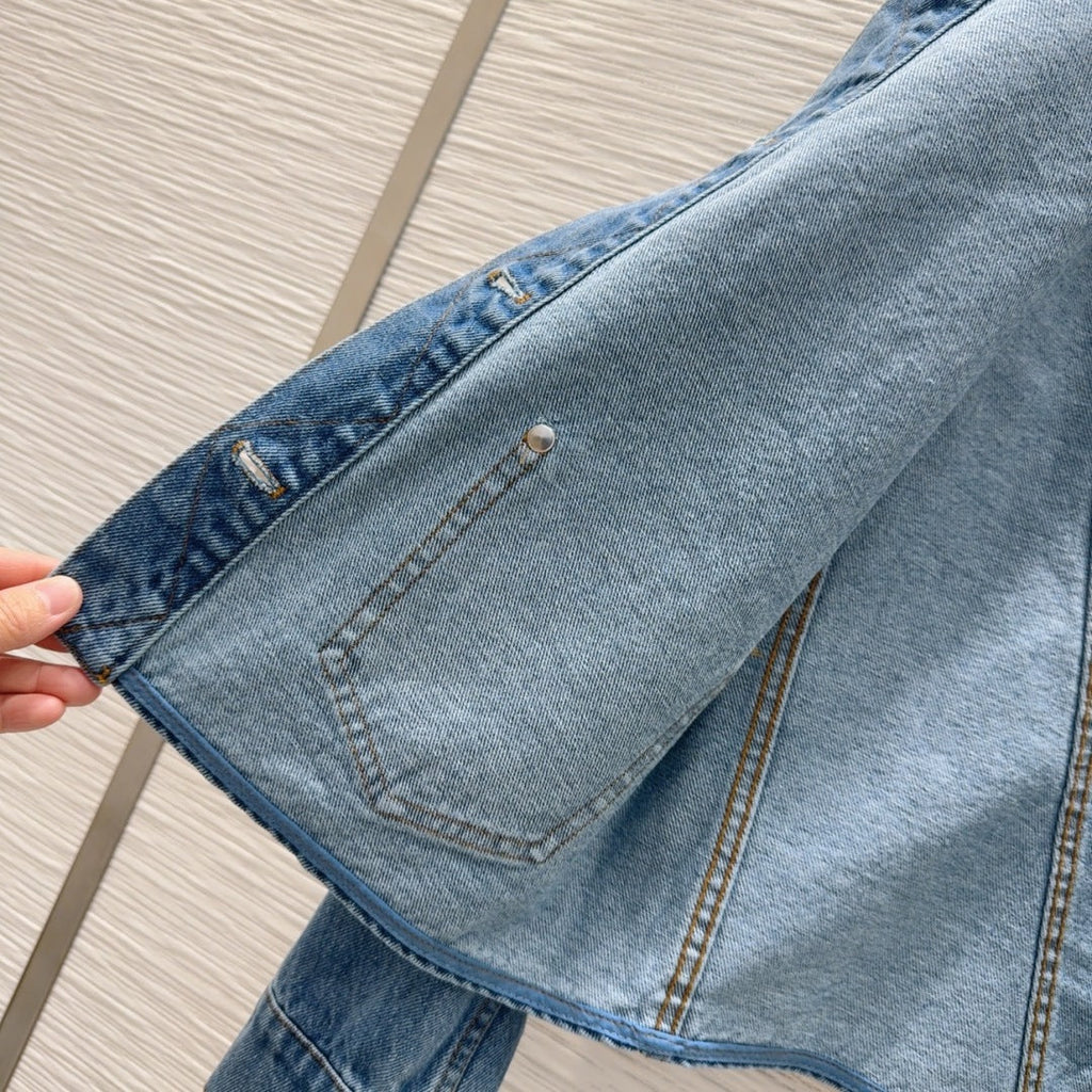 LV 25 Long Sleeve Denim Jacket Blue Cotton