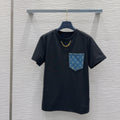 LV 25 Denim Pocket T-shirt Black Cotton