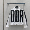 CD 2025 "Dior" Bomber Jacket Black White Cotton
