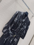 LV 25 Elegant Long Sleeve Dress Black Polyester