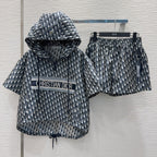 CD 25 Suit Navy Blue and Beige Polyester