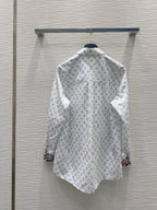 LV 25 Floral Wristband Shirt White Grey Polyester