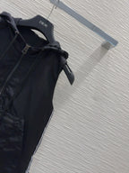 CD 2025 Hooded Vest Dress Black Polyester