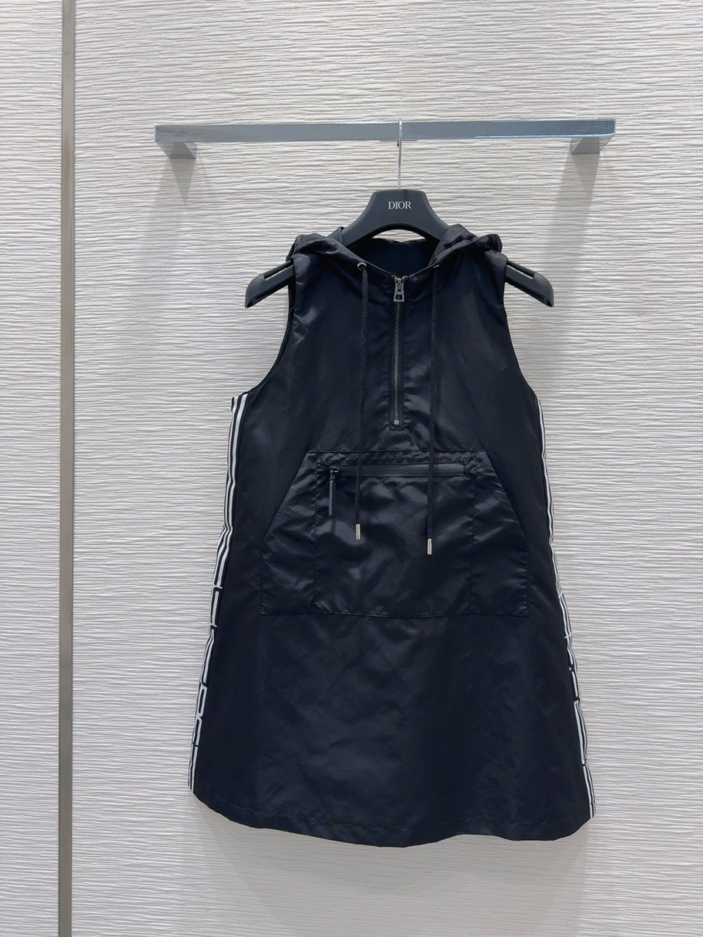 CD 2025 Hooded Vest Dress Black Polyester