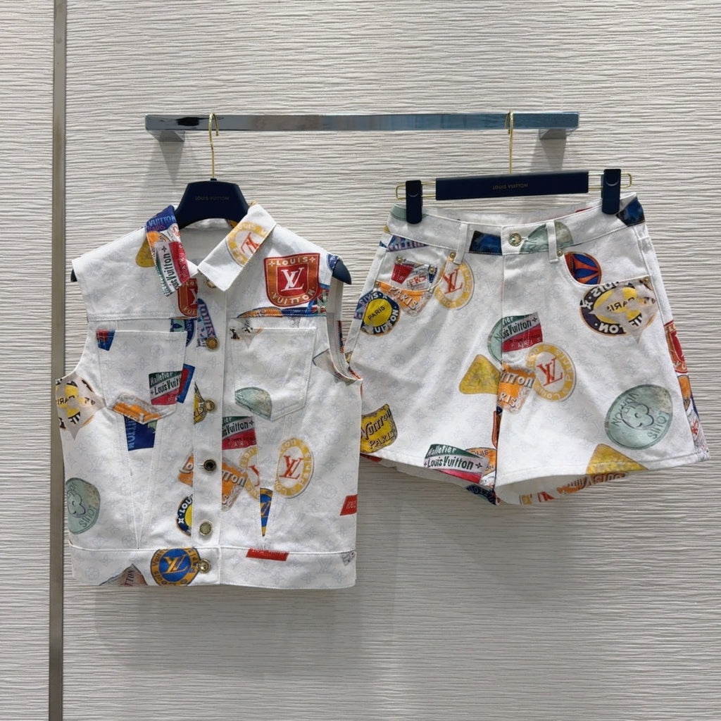 LV 25 Unique Logo Set Vest Multicolor Cotton