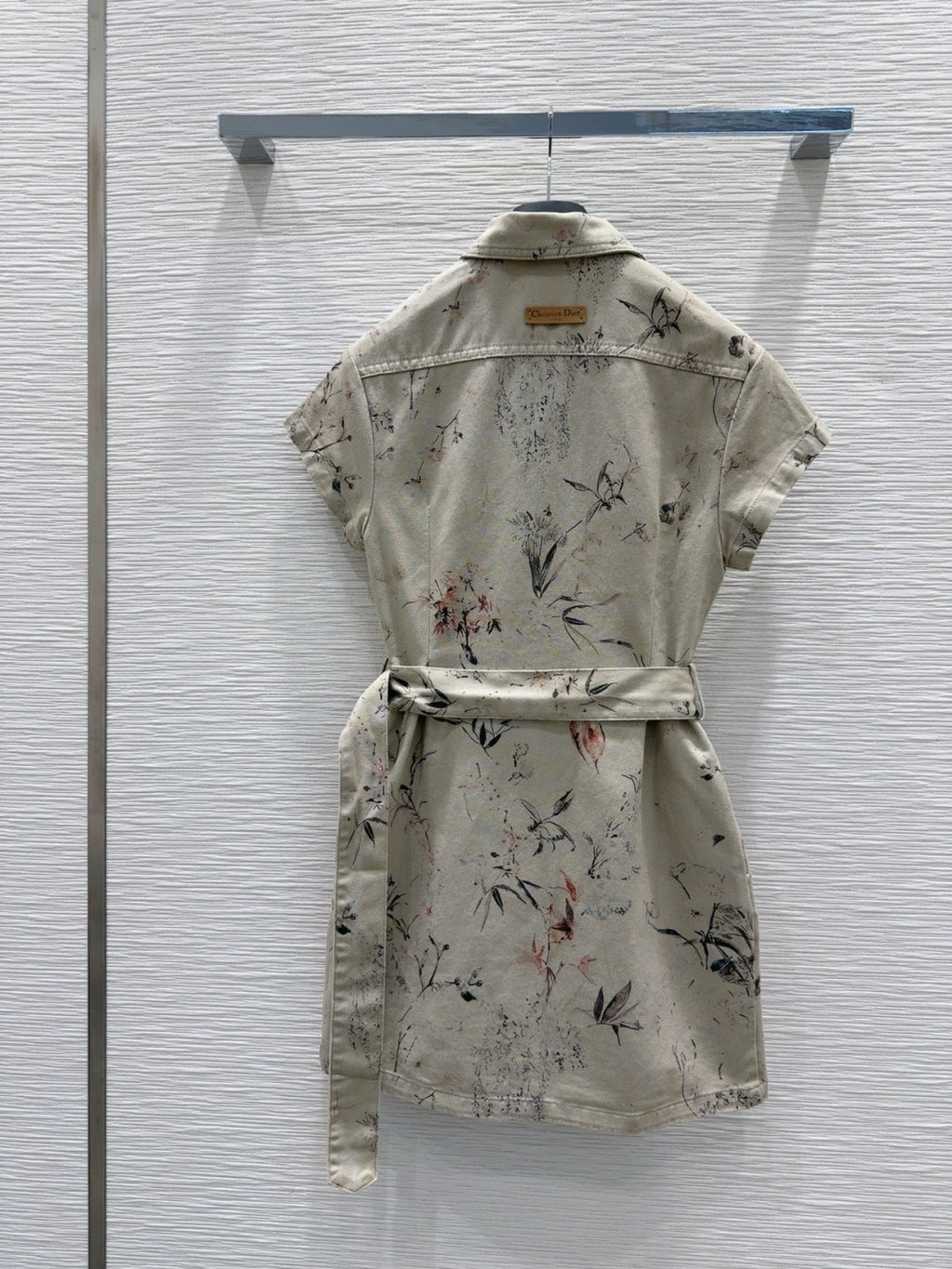 CD 25 Ink And Floral Dress Beige Cotton