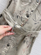 CD 25 Ink And Floral Dress Beige Cotton