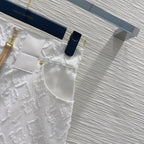 LV 25S Monograw Jacquard Fabric Skirt White Cotton