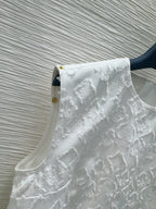 LV 25S Back Zipper Cute Vest  Dress White Cotton