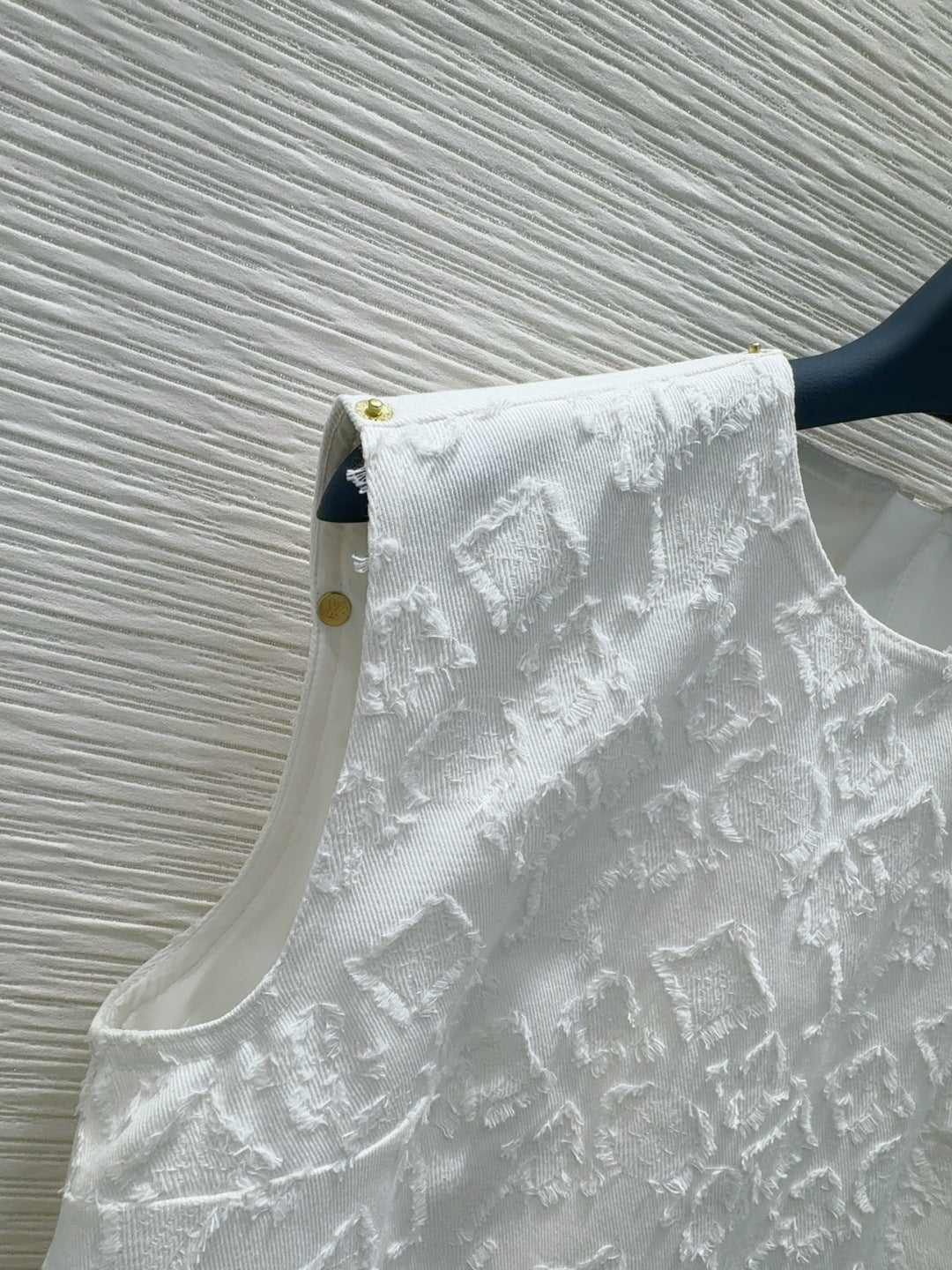 LV 25S Back Zipper Cute Vest  Dress White Cotton
