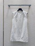 LV 25S Back Zipper Cute Vest  Dress White Cotton