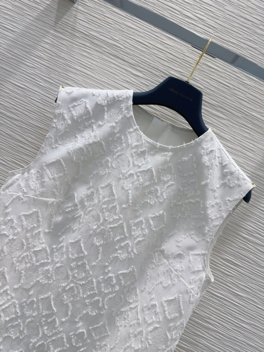 LV 25S Back Zipper Cute Vest  Dress White Cotton