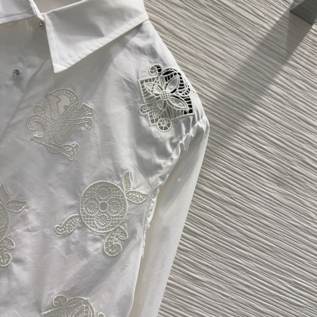 LV 25S Simple Logo Design Shirt White Cotton