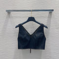 LV 25 Denim Back Zipper Shirt Blue Cotton