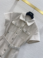 CD 2025 Shirt Dress Beige with Colorful Cotton