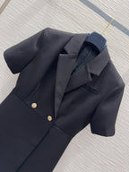 LV 25 Office Fashion Luxurious Dress Black Poliester Wool