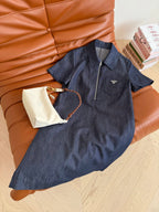 Prada 25 Denim Dress Blue Hemp Fabric